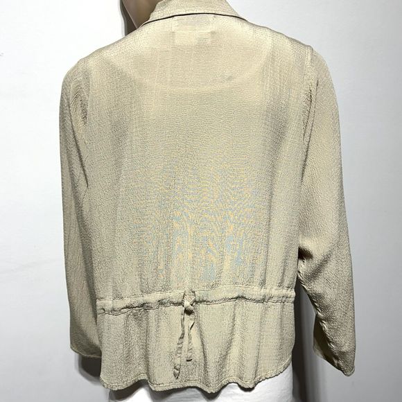 Flax By Jeanne Engelhart Beige Topper Jacket Lagenlook Size S Notch Collar - Picture 3 of 8